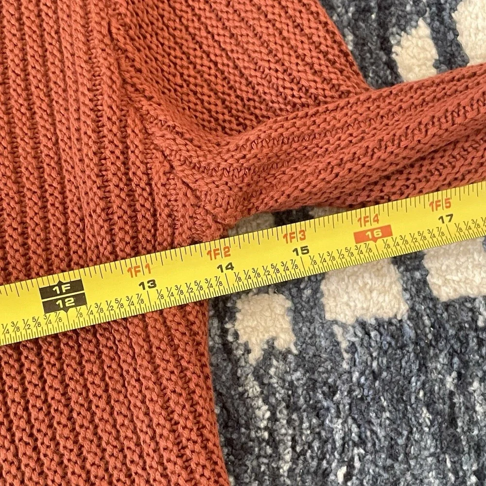 Tularosa Ribbed Knit S Sweater Rust Orange Flare Sleeve 70s Inspired